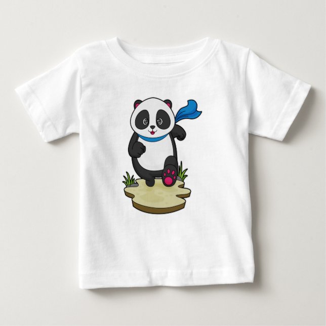 Camiseta De Bebé Panda como corredor con bufanda (Anverso)