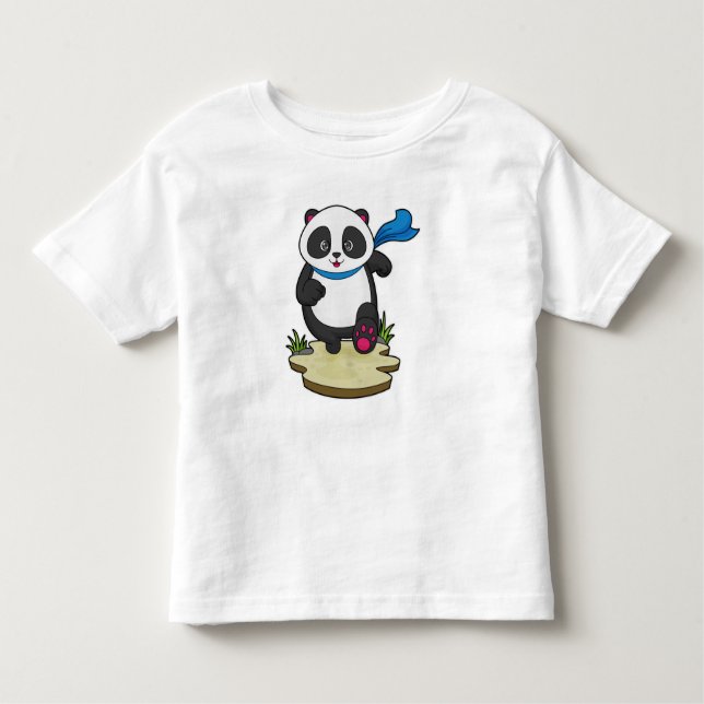 Camiseta De Bebé Panda como corredor con bufanda (Anverso)
