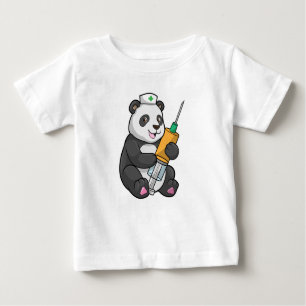 Camiseta De Bebé Panda como enfermera con jeringas
