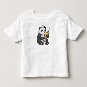 Camiseta De Bebé Panda como enfermera con jeringas