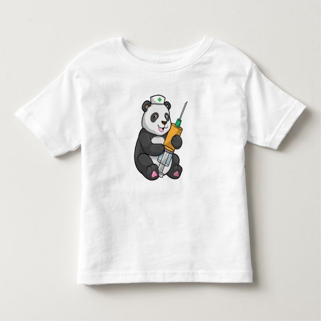 Camiseta De Bebé Panda como enfermera con jeringas (Anverso)