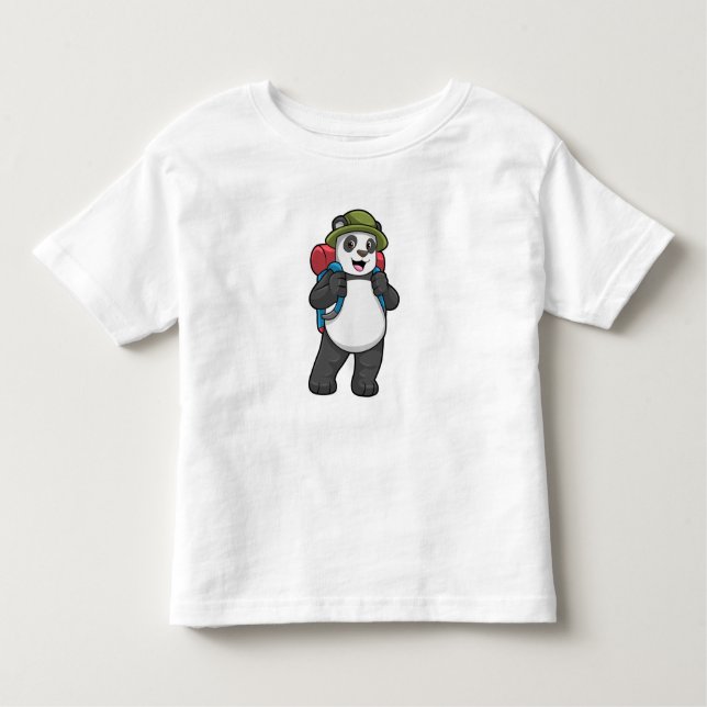 Camiseta De Bebé Panda como excursionista con mochila (Anverso)