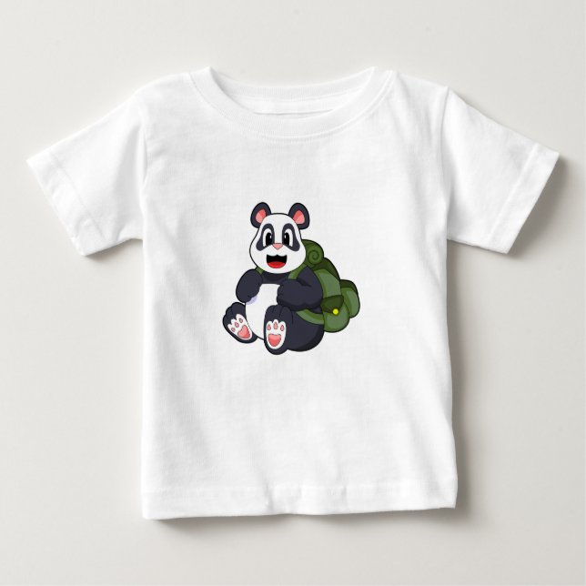 Camiseta De Bebé Panda como excursionista con mochila (Anverso)