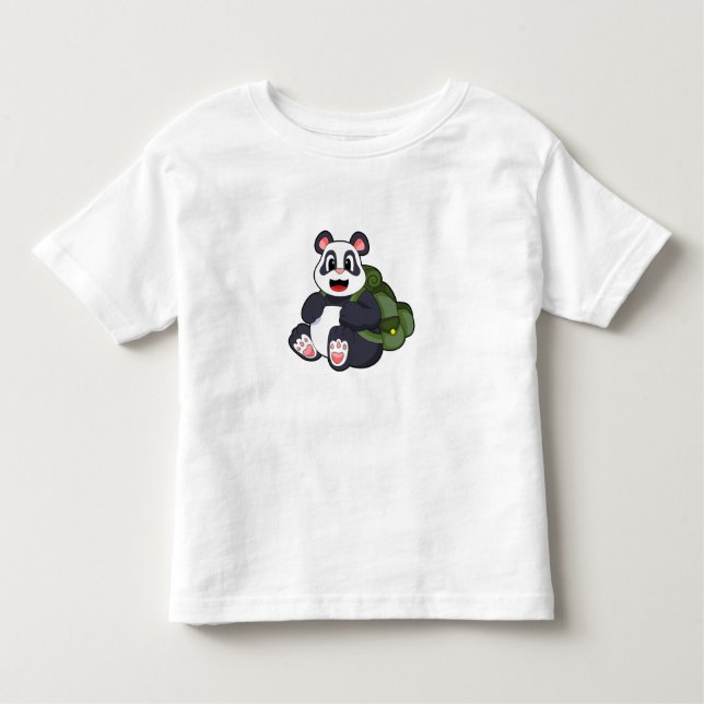 Camiseta De Bebé Panda como excursionista con mochila (Anverso)