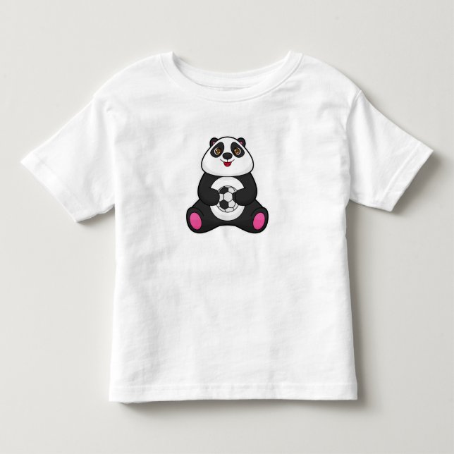 Camiseta De Bebé Panda como jugador de fútbol con pelota de fútbol (Anverso)