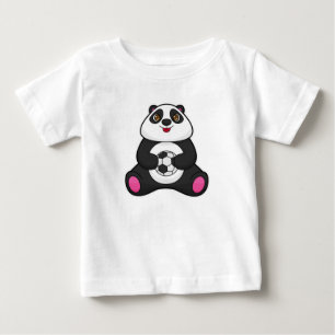 Camiseta De Bebé Panda como jugador de fútbol con pelota de fútbol