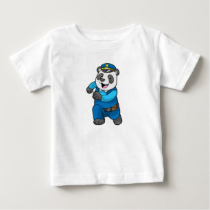 Camiseta De Bebé Panda como oficial de policía con gorra de policía