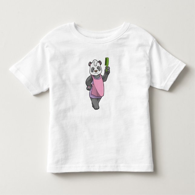 Camiseta De Bebé Panda como peluquero con comb (Anverso)