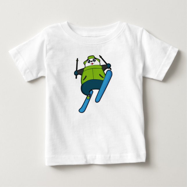 Camiseta De Bebé Panda como saltador de esquí con esquí (Anverso)