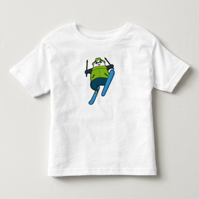 Camiseta De Bebé Panda como saltador de esquí con esquí (Anverso)