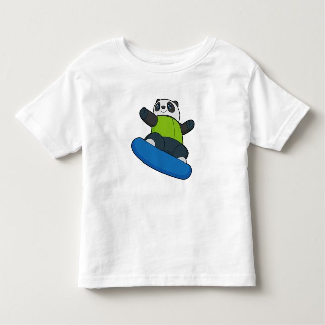 Camiseta De Bebé Panda como snowboard con snowboard (Anverso)