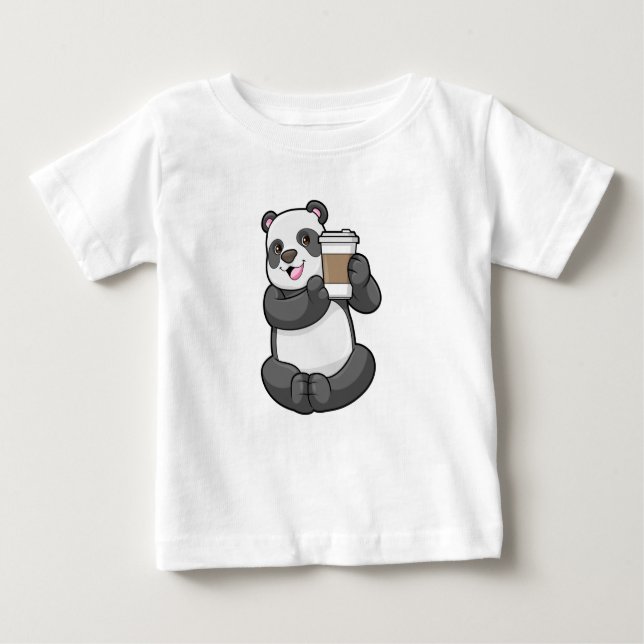 Camiseta De Bebé Panda con el café a ir (Anverso)