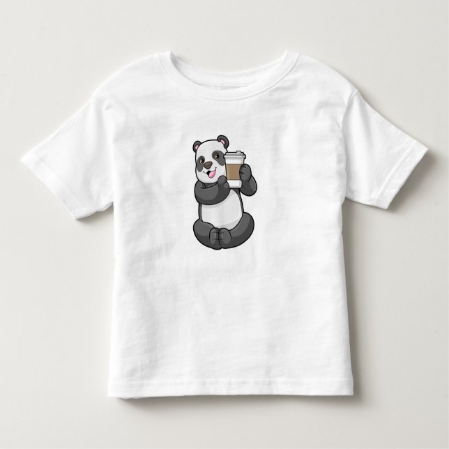Camiseta De Bebé Panda con el café a ir (Anverso)