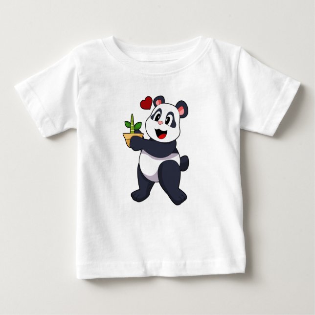 Camiseta De Bebé Panda con flores de bambú (Anverso)