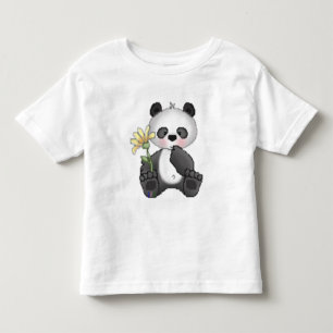 Camiseta De Bebé Panda con la flor amarilla