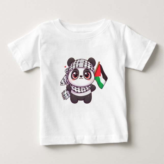 Camiseta De Bebé Panda con paz en Palestina (Anverso)