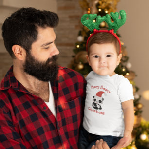 Camiseta De Bebé Panda con sombrero de Santa – Feliz Navidad Perenn