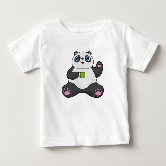 Camiseta De Bebé Panda con tazón de café (Anverso)