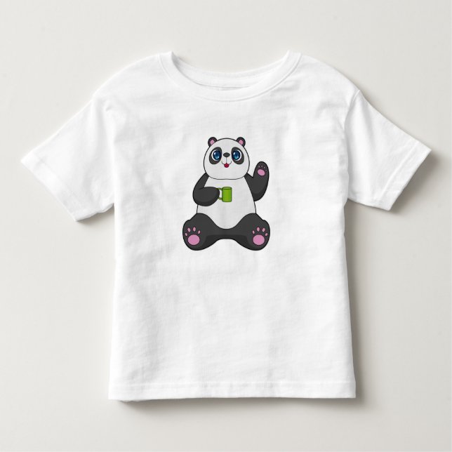 Camiseta De Bebé Panda con tazón de café (Anverso)