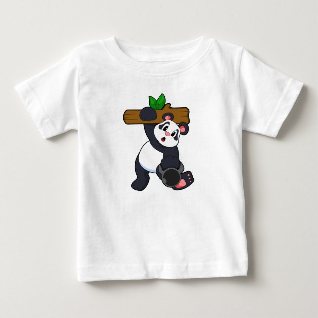 Camiseta De Bebé Panda con Wood en entrenamiento de fuerza (Anverso)