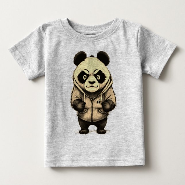 Camiseta De Bebé Panda Cute de diseño animal enojado (Anverso)