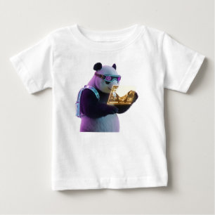 Camiseta De Bebé Panda Cyberpunk en Callejón de Tokio Neon