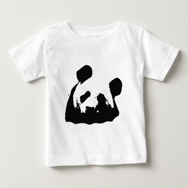 Camiseta De Bebé Panda de arte pop blanco negro (Anverso)