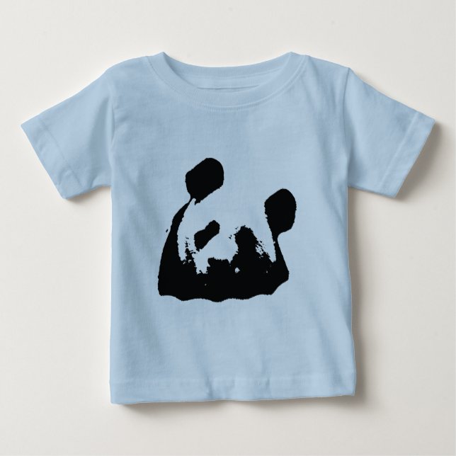 Camiseta De Bebé Panda de arte pop blanco negro (Anverso)