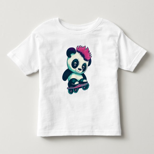 Camiseta De Bebé Panda de bebé lindo con mohawk | Skater Panda (Anverso)
