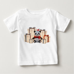 Camiseta De Bebé Panda de Claymation navideño con sombrero de Santa