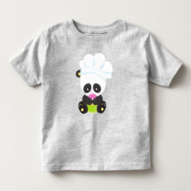 Camiseta De Bebé Panda De Cocina, Panda De Hormigón, Panda Con Donu (Anverso)
