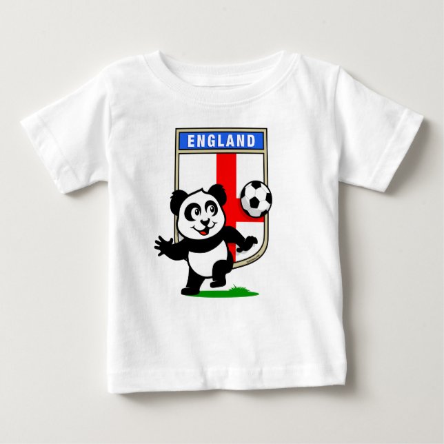 Camiseta De Bebé Panda de fútbol de Inglaterra (camisetas ligeros) (Anverso)