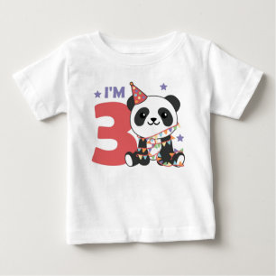 Camiseta De Bebé Panda De Tercer Cumpleaños Para Niños 3 Años Cebol
