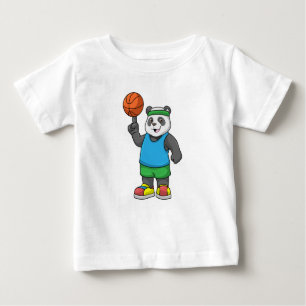Camiseta De Bebé Panda en Deportes con Baloncesto