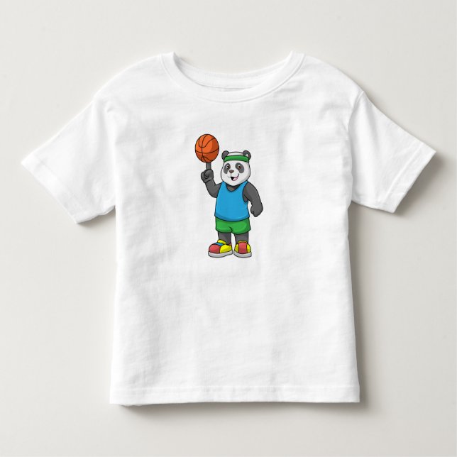 Camiseta De Bebé Panda en Deportes con Baloncesto (Anverso)