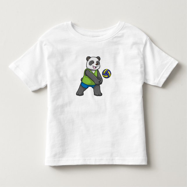Camiseta De Bebé Panda en Deportes con Voleibol (Anverso)