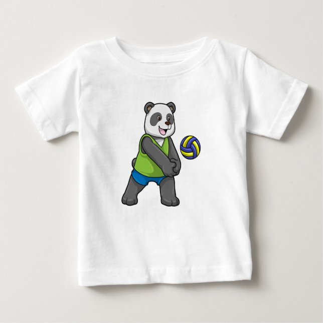 Camiseta De Bebé Panda en Deportes con Voleibol (Anverso)