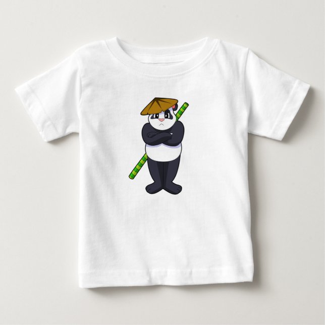 Camiseta De Bebé Panda en el Stick contra las artes marciales. (Anverso)