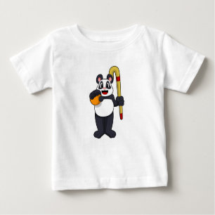 Camiseta De Bebé Panda en hockey con bate de hockey