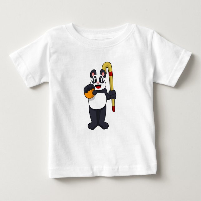 Camiseta De Bebé Panda en hockey con bate de hockey (Anverso)