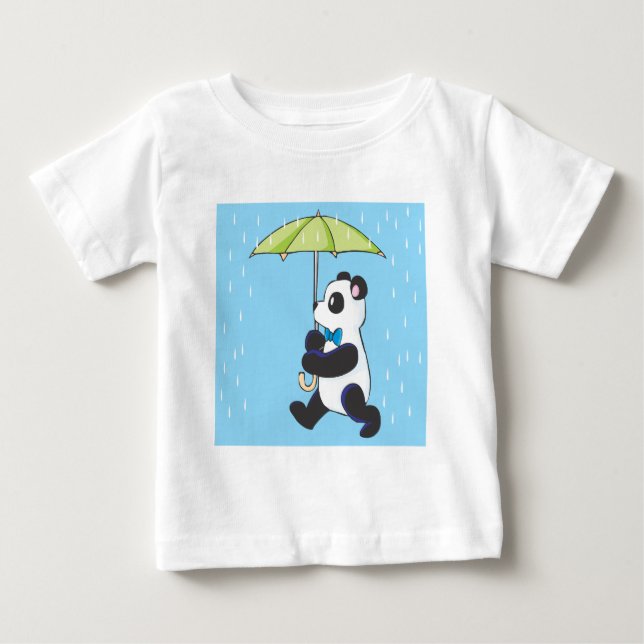 Camiseta De Bebé Panda en la lluvia (Anverso)