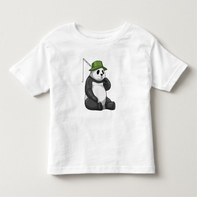 Camiseta De Bebé Panda en la pesca con barra de pesca (Anverso)