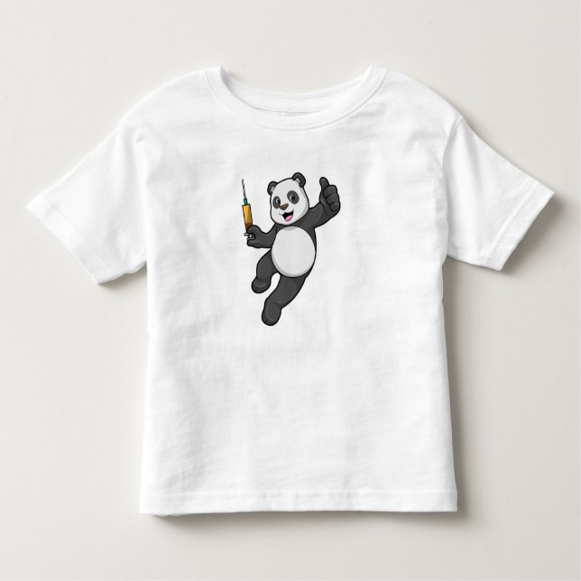 Camiseta De Bebé Panda en la vacunación con jeringas (Anverso)