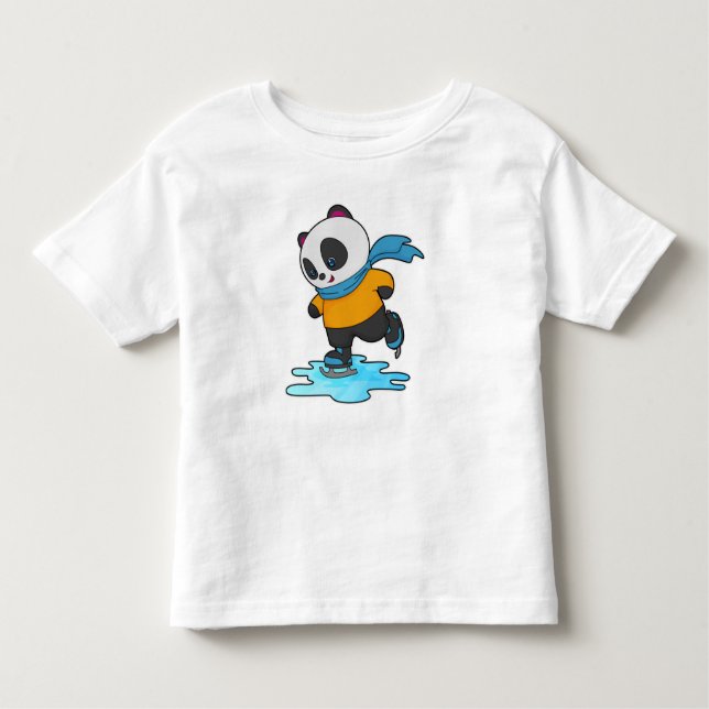 Camiseta De Bebé Panda en patinaje sobre hielo con patines de hielo (Anverso)