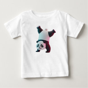Camiseta De Bebé Panda haciendo el pino con animación 3D torpe