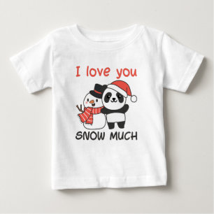 Camiseta De Bebé Panda I Love You Snow Mucho Snowman Pun