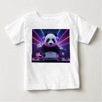 Panda lindo de DJ 3D en discoteca de neón