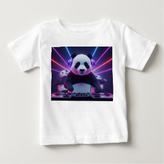 Camiseta De Bebé Panda lindo de DJ 3D en discoteca de neón