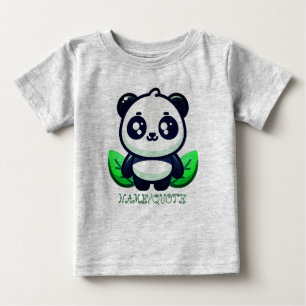Camiseta De Bebé Panda Lindo Premium y Hojas