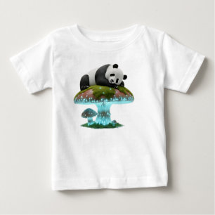 Camiseta De Bebé Panda Místico Durmiendo sobre Hongo Brillante